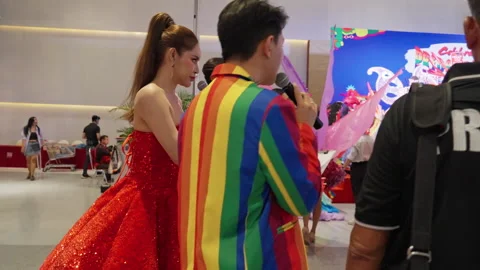 LGBTQ Emcee Speaker Talk In Microphone Asia Thailand Gay Pride Event Celebration Видео 245580835