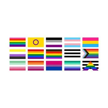 Lgbtq flags on white Stock Illustration