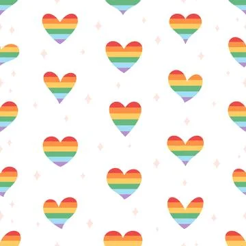 LGBTQ hearts seamless pattern. Pride month. LGBTQ community. Rainbow flag. Stock Illustration