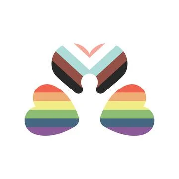 LGBTQ pkus hearts vector flat illustration. Rainbow hearts, lesbian, gay Stock Illustration