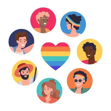 LGBTQ poster vector flat concept. Lesbian, gay, bisexual, transgender, and queer Stock Illustration