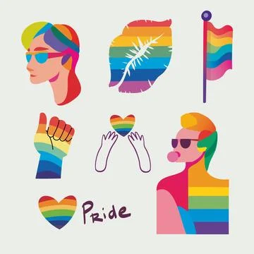 LGBTQ Pride Parade Set. Vector illustration of a gay pride parade. A group of Stockillustratie