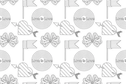 LGBTQ Pride Pattern for Coloring Pages Stock Illustration