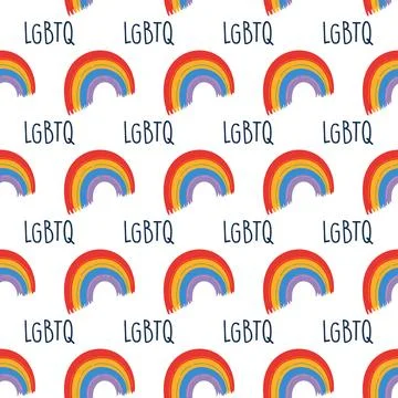 LGBTQ pride rainbows seamless pattern. Happy pride minimalistic background. Stock Illustration