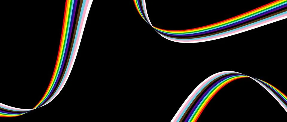 LGBTQ+ Progress Pride rainbow waves background with copy space. Vector EPS 10 Stock Illustration