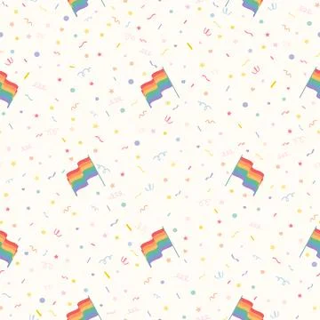 LGBTQ seamless pattern with rainbow flag. Pride Parade. Pride Month multi col Stock Illustration