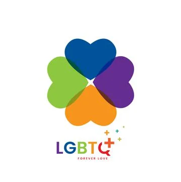 LGBTQ vector format and Rainbow hearts template, abstract hearts circles in L Stock Illustration