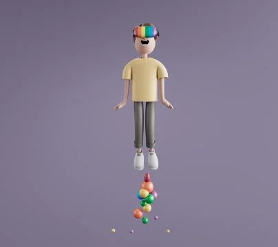 LGBTQ with a VR ar headset. Virtual reality Augmented reality. Realistic 3d c Stock Illustration