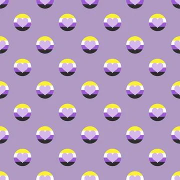 LGBTQIA+ Pride Non Binary Pride Flag Hearts Illustrazione stock