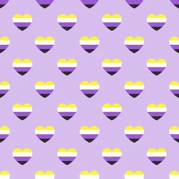 LGBTQIA+ Pride Non Binary Pride Flag Hearts イラスト素材
