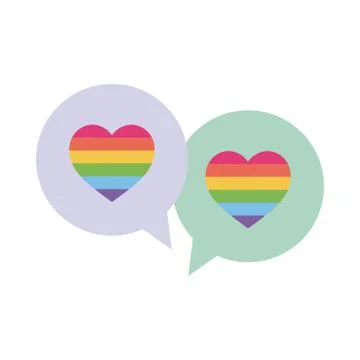 Lgtbi hearts inside bubbles flat style icon vector design Illustrazione stock