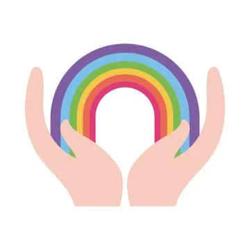 Lgtbi rainbow over hands flat style icon vector design Stock Illustration