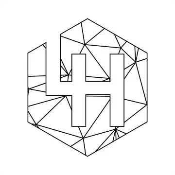 LH geometric triangle block chain font Stock Illustration