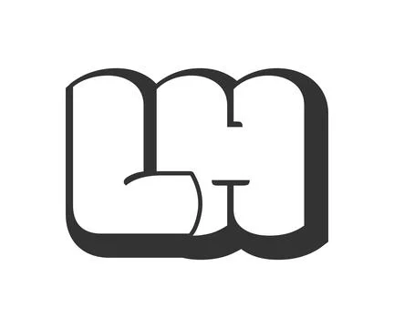 LH logo, bubble comic lettering, rounded in graffiti style black and white .. イラスト素材