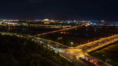 Lhasa city night view Stock Footage 252144998