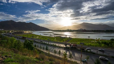 Lhasa River Stock Footage 252243805
