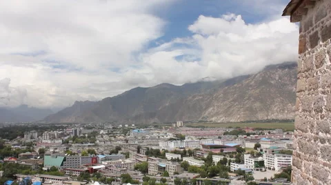 Lhasa skyline, Tibet, mountains Video stock 53336795