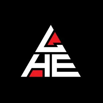 LHE triangle letter logo design with triangle shape. LHE triangle logo desi.. Illustrazione stock