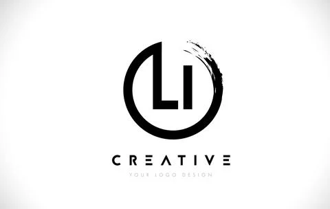 LI Circular Letter Logo with Circle Brush Design and White Background. Stock Illustration