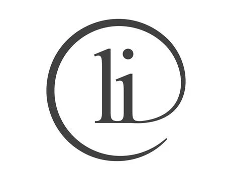 LI logo from two letter with circle shape email sign style. L and I round l.. Stock Illustration