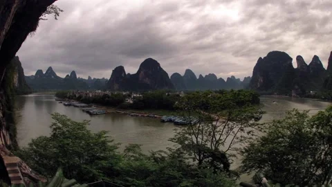 The li river bend at xingping Stock Footage 88804947