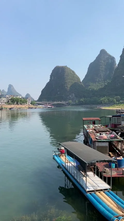 Li river, China - 2019/09/23 : Harbor Stock Footage 341276346