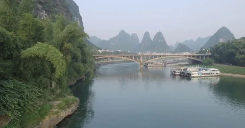 Li River Karst Mountain Landscape in Yangshuo Stock Footage 75446077
