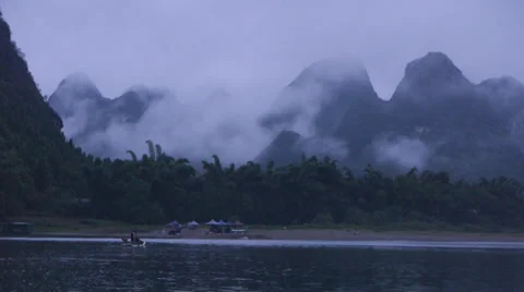 Li River landscape at dawn Stock Footage 30390948