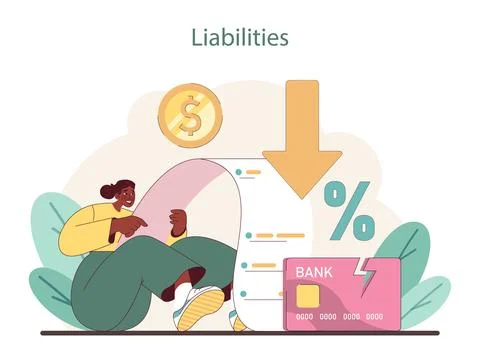 Liabilities concept. Navigating financial obligations and understanding debts. Stock Illustration
