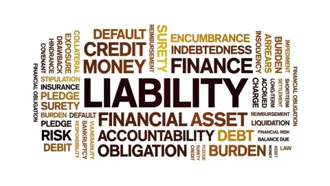 Liability animated word cloud,animation tag kinetic typography seamless loop. Stock Footage 310460470