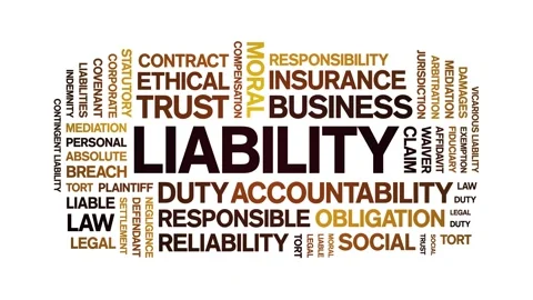 Liability animated word cloud,animation tag kinetic typography seamless loop. Stock Footage 310463992