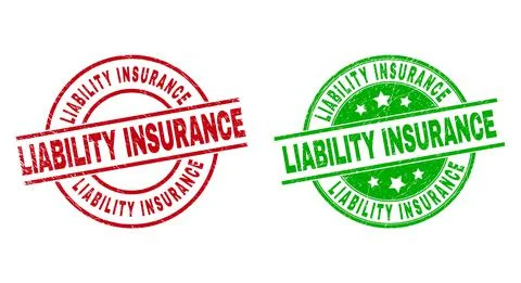 LIABILITY INSURANCE Round Badges Using Grunged Surface Stock Illustration