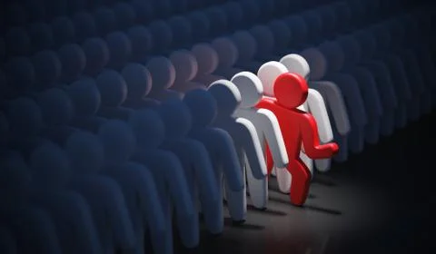 Liadership, difference and standing out of crowd concept. 3D rendered illustr イラスト素材