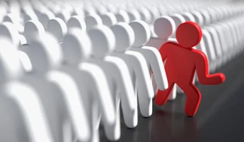 Liadership, difference and standing out of crowd concept. 3D rendered illustr イラスト素材