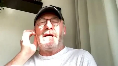 Liam Cunningham is interviewed on online call for movie 'The Vault' - 2021 Stock Footage 158108789