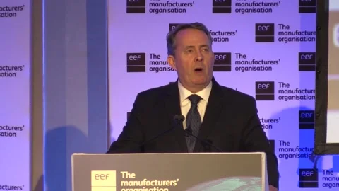 Liam Fox issues trade warning tariff to Brussels Video stock 148670978
