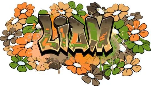 Liam Graffiti Text Logotype Design Stock Illustration