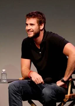  Liam Hemsworth talks about his new movie Paranoia at the Apple store in S... Stockfoto's
