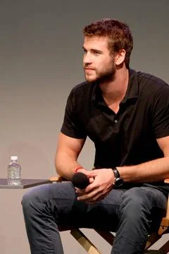  Liam Hemsworth talks about his new movie Paranoia at the Apple store in S... Stockfoto's