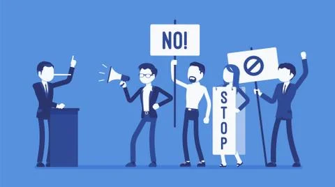 Liar and people protesting Stock Illustration