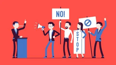 Liar and people protesting Stock Illustration