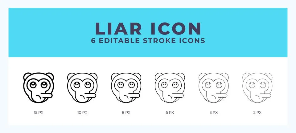 Liar monkey editable line icon. Vector illustration with different stroke. 스톡 일러스트