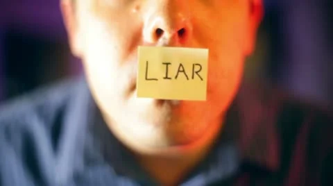 LIAR on mouth not telling truth lying Stock Footage