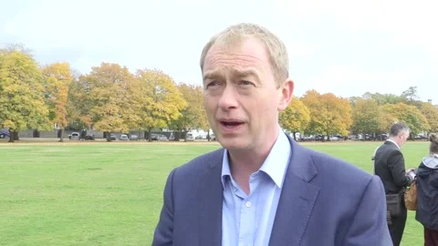 Lib Dems will fight in Richmond Park by-election - Tim Farron interview Stock Footage 148726007