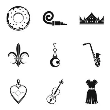 Libation icons set, simple style Stock Illustration