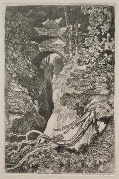 Liber Studiorum: Devil's Bridge, Cardiganshire, 1838. John Sell Cotman (Bri.. Stock Illustration