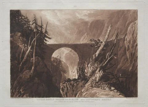 Liber Studiorum: Little Devil's Bridge over the Russ, above Altdorft, Swiss.. 스톡 일러스트