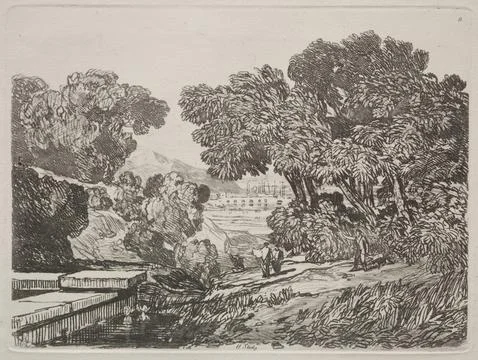 Liber Studiorum: A Study, 1838. John Sell Cotman (British, 1782-1842). Etchin Illustrazione stock