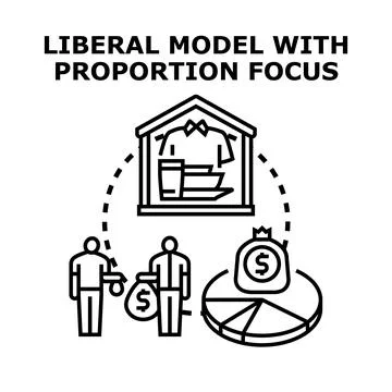 Liberal economic model distributing resources and wealth Stock Illustration