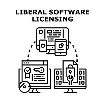 Liberal software licensing concept for digital development 库存插图
